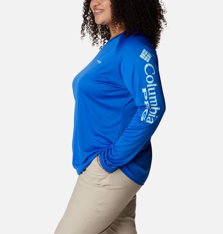 Women's Columbia PFG Tidal Tee II Long Sleeve Sweatshirts Blue | Plus Size CA-T5L16